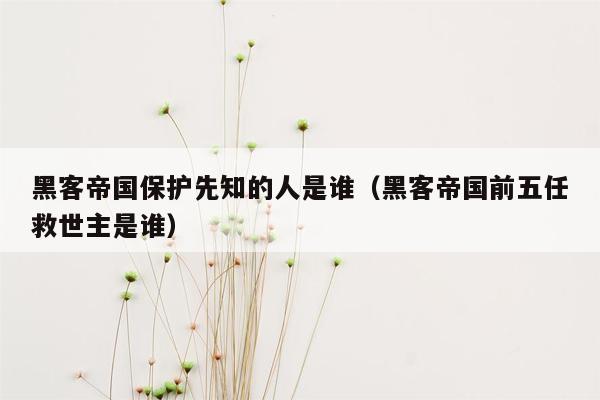 黑客帝国保护先知的人是谁（黑客帝国前五任救世主是谁）