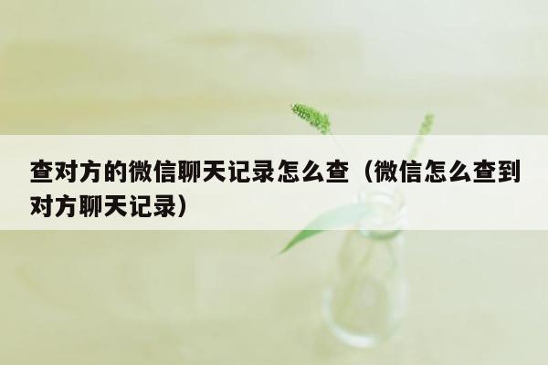 查对方的微信聊天记录怎么查（微信怎么查到对方聊天记录）