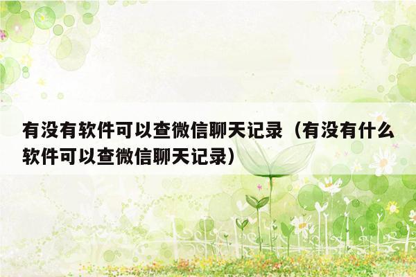 有没有软件可以查微信聊天记录（有没有什么软件可以查微信聊天记录）