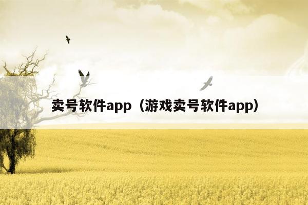 卖号软件app（游戏卖号软件app）