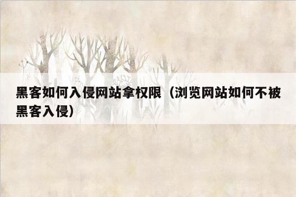 黑客如何入侵网站拿权限（浏览网站如何不被黑客入侵）