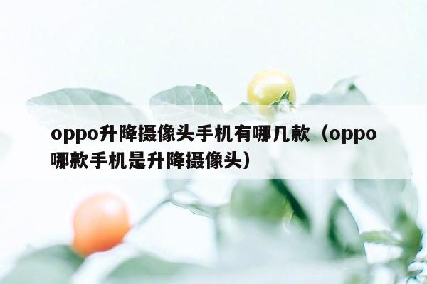 oppo升降摄像头手机有哪几款（oppo哪款手机是升降摄像头）