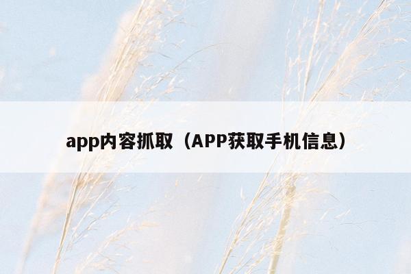 app内容抓取（APP获取手机信息）