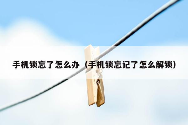 手机锁忘了怎么办（手机锁忘记了怎么解锁）