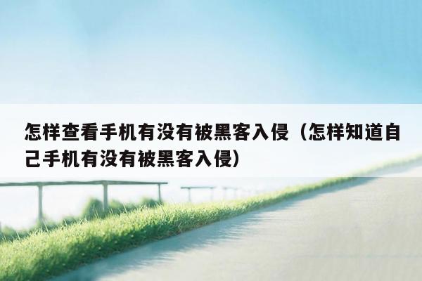 怎样查看手机有没有被黑客入侵（怎样知道自己手机有没有被黑客入侵）