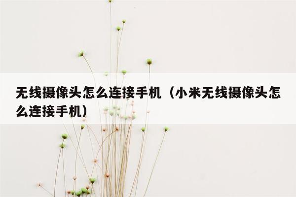 无线摄像头怎么连接手机（小米无线摄像头怎么连接手机）