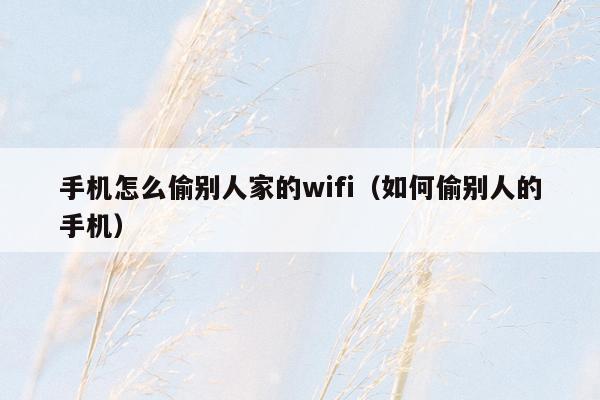 手机怎么偷别人家的wifi（如何偷别人的手机）