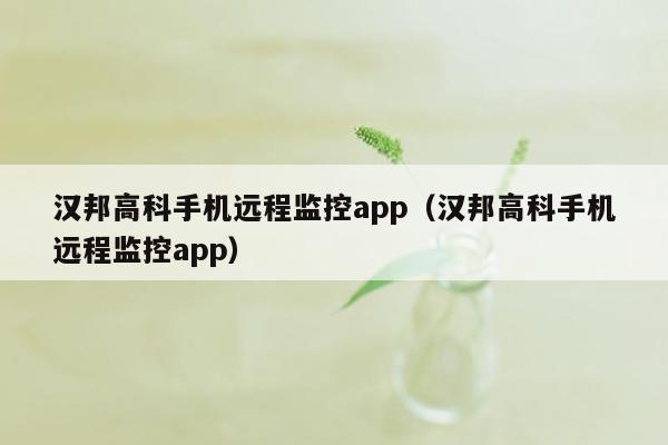 汉邦高科手机远程监控app（汉邦高科手机远程监控app）