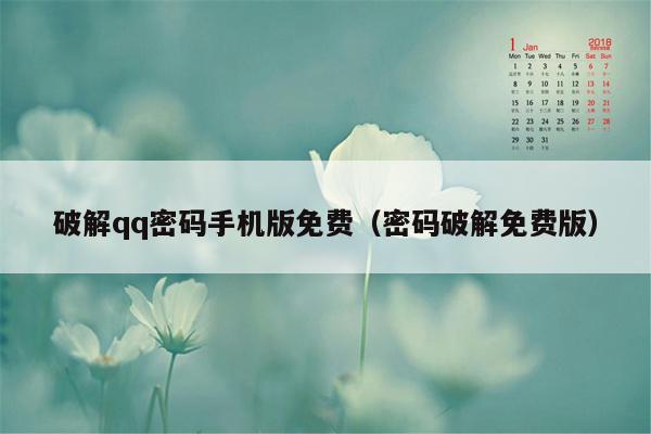 破解qq密码手机版免费（密码破解免费版）