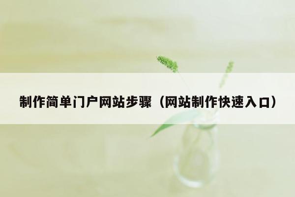 制作简单门户网站步骤（网站制作快速入口）