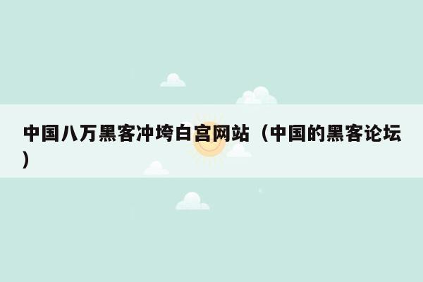 中国八万黑客冲垮白宫网站（中国的黑客论坛）