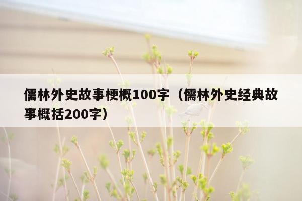 儒林外史故事梗概100字（儒林外史经典故事概括200字）