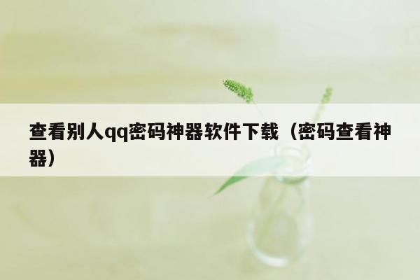 查看别人qq密码神器软件下载（密码查看神器）