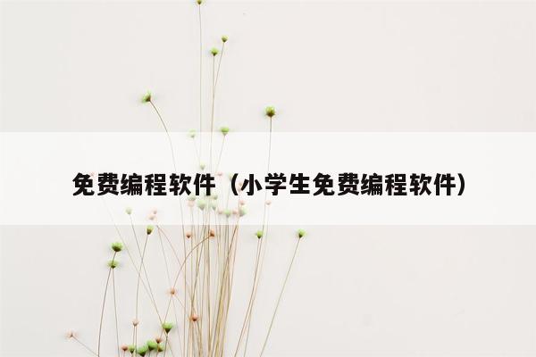 免费编程软件（小学生免费编程软件）