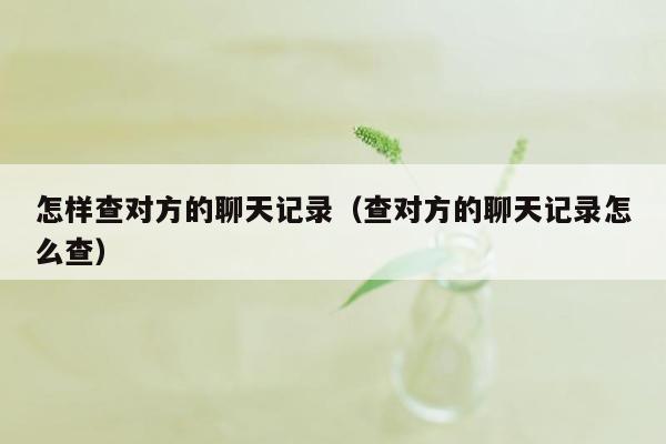 怎样查对方的聊天记录（查对方的聊天记录怎么查）