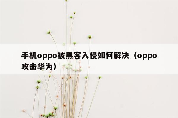 手机oppo被黑客入侵如何解决（oppo攻击华为）