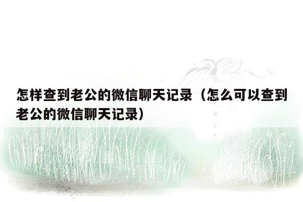 怎样查到老公的微信聊天记录（怎么可以查到老公的微信聊天记录）