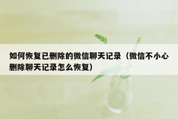 如何恢复已删除的微信聊天记录（微信不小心删除聊天记录怎么恢复）