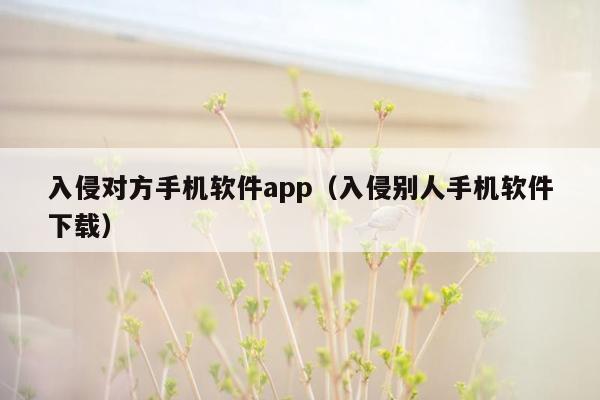 入侵对方手机软件app（入侵别人手机软件下载）