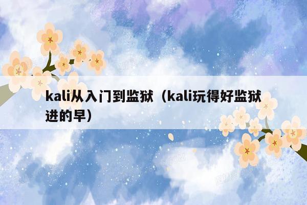 kali从入门到监狱（kali玩得好监狱进的早）