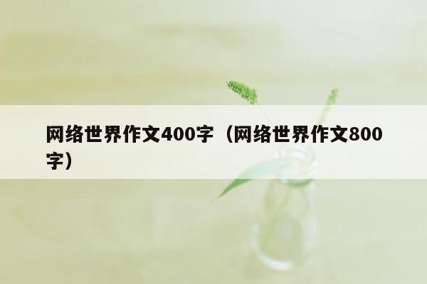 网络世界作文400字（网络世界作文800字）