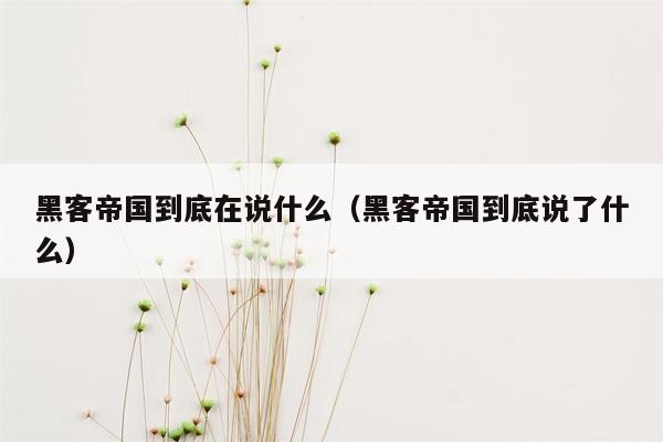 黑客帝国到底在说什么（黑客帝国到底说了什么）