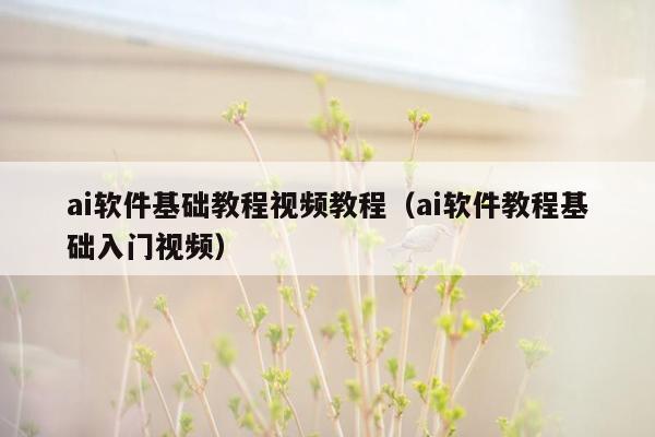 ai软件基础教程视频教程（ai软件教程基础入门视频）