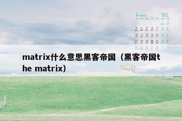 matrix什么意思黑客帝国（黑客帝国the matrix）