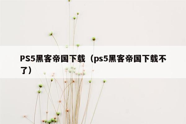 PS5黑客帝国下载（ps5黑客帝国下载不了）