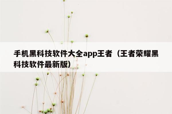 手机黑科技软件大全app王者（王者荣耀黑科技软件最新版）