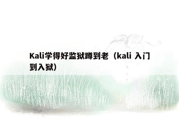 Kali学得好监狱蹲到老（kali 入门到入狱）