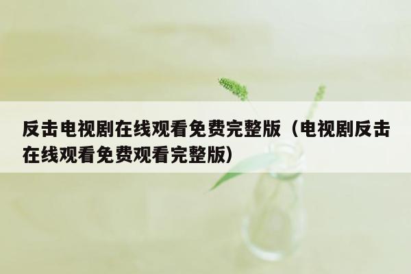 反击电视剧在线观看免费完整版（电视剧反击在线观看免费观看完整版）