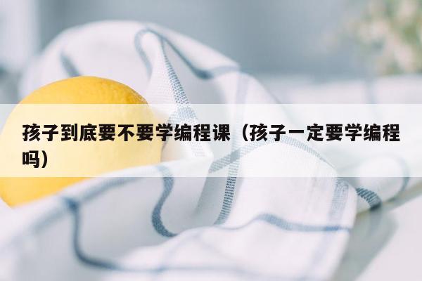 孩子到底要不要学编程课（孩子一定要学编程吗）