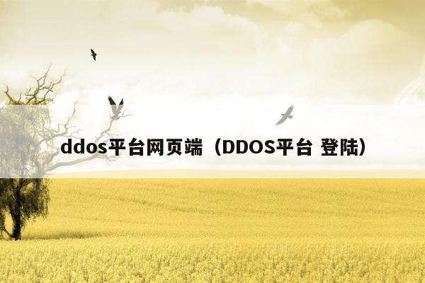 ddos平台网页端（DDOS平台 登陆）