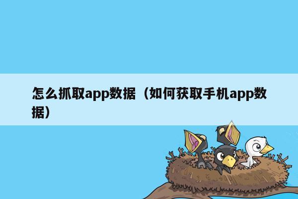 怎么抓取app数据（如何获取手机app数据）