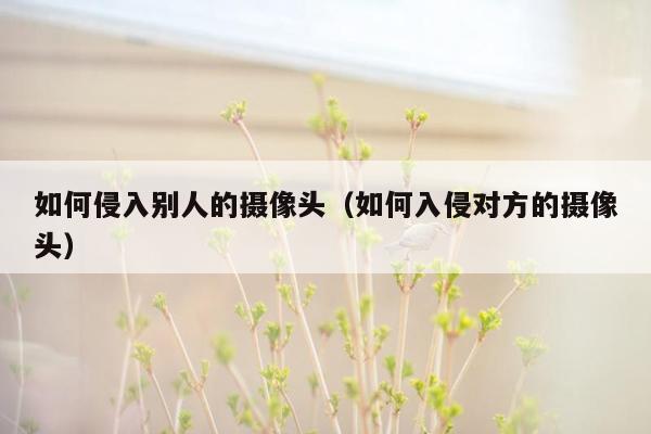 如何侵入别人的摄像头（如何入侵对方的摄像头）