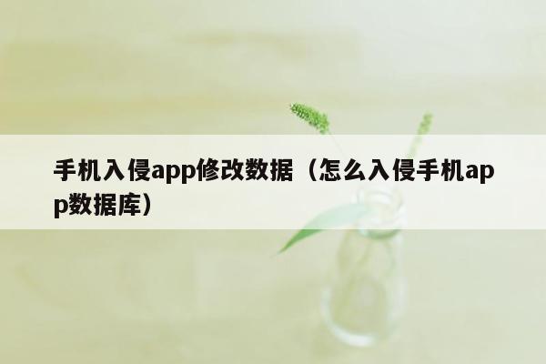 手机入侵app修改数据（怎么入侵手机app数据库）