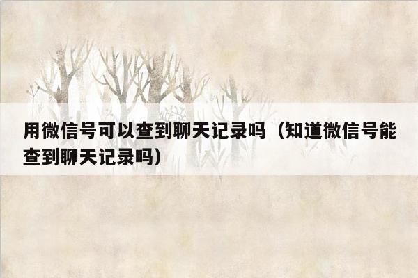 用微信号可以查到聊天记录吗（知道微信号能查到聊天记录吗）