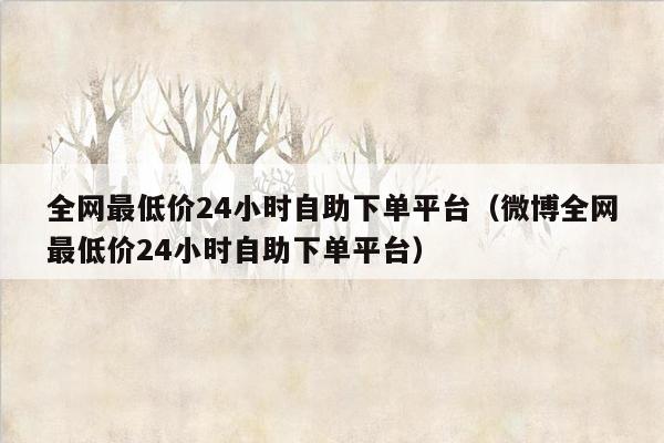 全网最低价24小时自助下单平台（微博全网最低价24小时自助下单平台）