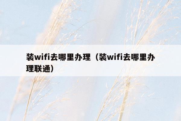 装wifi去哪里办理（装wifi去哪里办理联通）