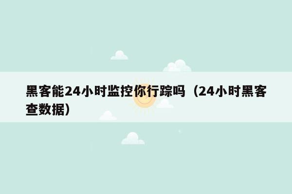 黑客能24小时监控你行踪吗（24小时黑客查数据）