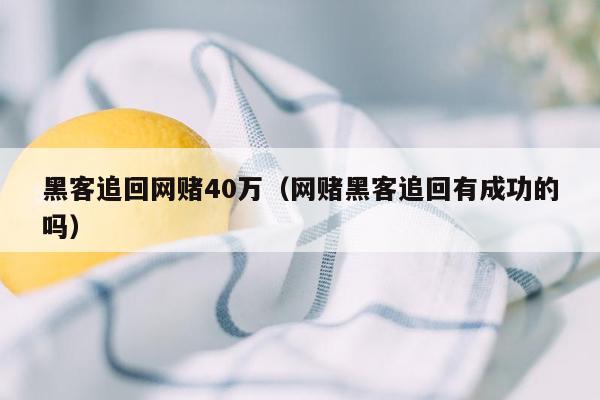 黑客追回网赌40万（网赌黑客追回有成功的吗）