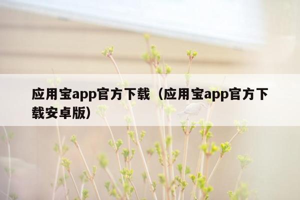 应用宝app官方下载（应用宝app官方下载安卓版）