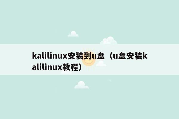 kalilinux安装到u盘（u盘安装kalilinux教程）