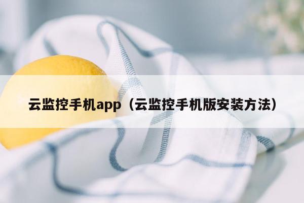 云监控手机app（云监控手机版安装方法）