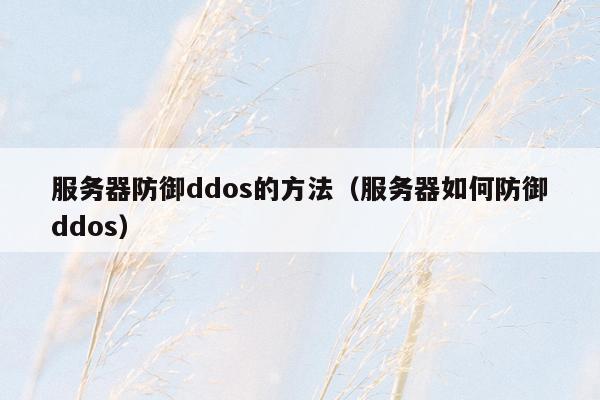 服务器防御ddos的方法（服务器如何防御ddos）