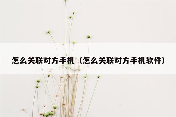 怎么关联对方手机（怎么关联对方手机软件）