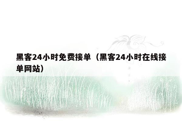 黑客24小时免费接单（黑客24小时在线接单网站）