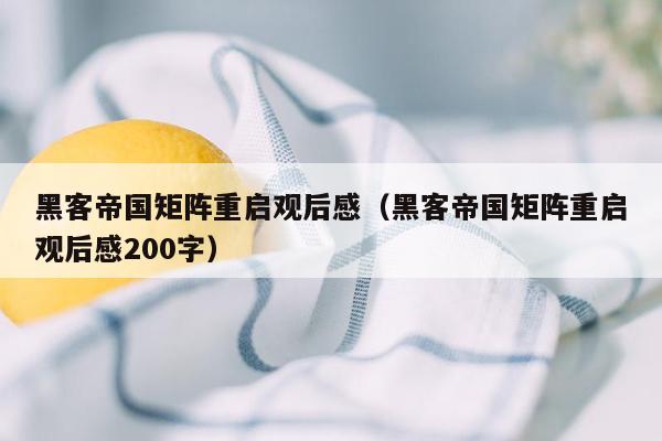 黑客帝国矩阵重启观后感（黑客帝国矩阵重启观后感200字）