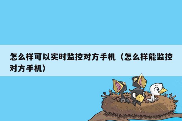 怎么样可以实时监控对方手机（怎么样能监控对方手机）